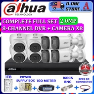 DAHUA 2MP Full Set 8-CHANNEL Full HD 1080P CCTV 8CH DVR+Camera+1TB HDD+Power Supply+Cable+Connector