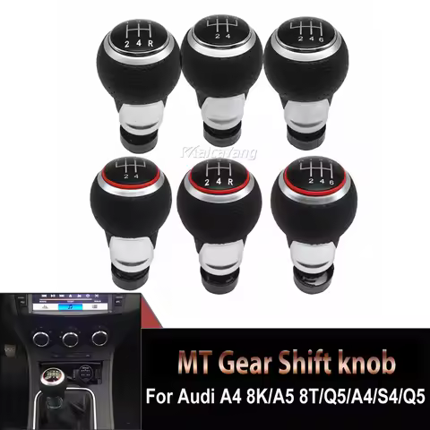 Gear Shift knob Lever Shifter New Red/Silver For Audi A4 B6 B7 B8 A6 S4 8K A5 8T Q5 8R S Line Ibiza 