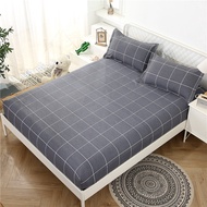 Heureux hot sell cardar fitted bedsheet single queen king size cotton fabric grey check pattern