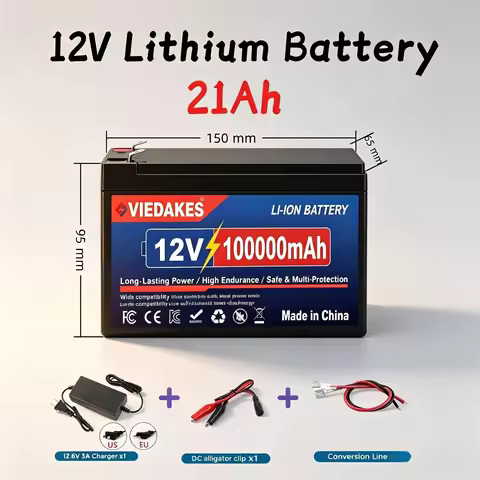 12V Lithium 3S7P 18650 Battery Pack Box 12.8V 100Ah LiFePO4 Solar Rechargeable Built-in BMS & Charge