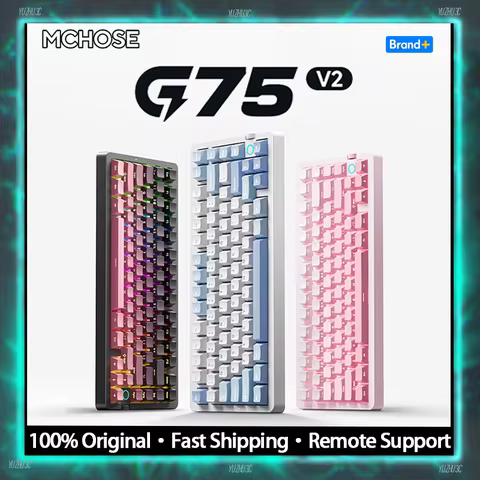 MCHOSE G75 v2 Pro Mechanical Keyboard 8000mAh 2.4G BT Wireless South Facing RGB Customized Hifi Swit