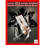 Combo: Cover Set + Stripe Honda RS150 RS150R V2 [ Hitam Oren ] 100% HONDA Original