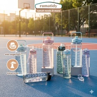 RUMATIDY - 2 Liter Motivational Drinking Water Bottle Clear Transparent Tumbler 1 Liter Silicone Str