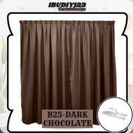 B25 Ready Made Curtain 100%Blackout Siap Jahit Langsir (Cangkuk/Hook) Langsir BLACKOUT Kain Tebal Warna Deep Chocolate