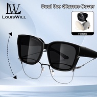 LouisWill แว่นตากันแดด Unisex แฟชั่น Sarung Kacamata แว่นตากันแดดสำหรับสายตาสั้นพับได้,แว่นตากันแดดกรอบแว่นตากันแดดขนาดใหญ่ UV400แว่นตานิรภัย HD เลนส์โพลาไรซ์แว่นกันแดดสำหรับสายตาสั้นการเดินทางกลางแจ้งขับรถ