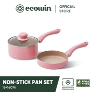 Ecowin Milk Pan + Frying Pan Non-stick Set with Lid PFOA Free Suitable for All Stovetops