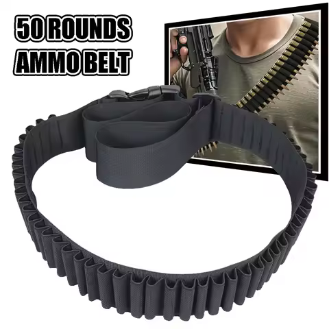 50 Rounds Ammo Belt Adjustable Rifle Cartridge Belt Tactical Ammo Carrier Hunting Accessories for .3