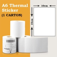 1 Carton 350pcs King Roll Thermal Sticker A6 Paper Roll Airway Bill Sticker Thermal Label AWB  订单打印纸 TS02