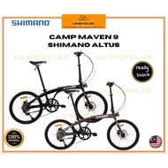 CAMP Maven 9 Alloy Folding Bike 9sp Shimano Altus Hydraulic Brake Basikal Lipat Fodie Shimano Ready Stock