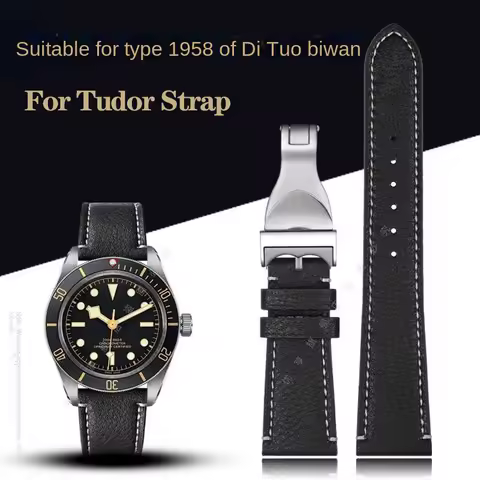 For Tudor 1958 Biwan M79250BA M79250 79363 Genuine Leather Watch Band Cowhide Chain Strap Folding Cl