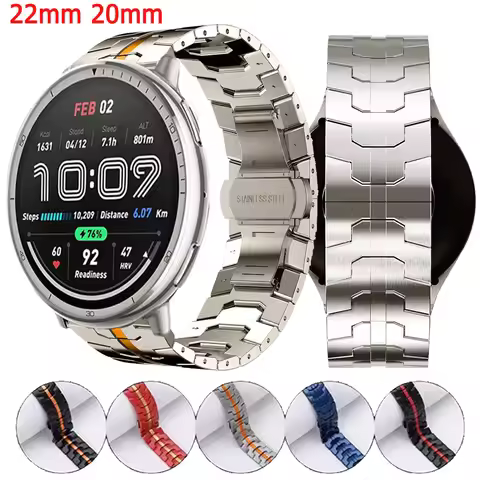 22mm 20mm Metal Wrist Strap For Amazfit Active 2/Bip 3 Pro Stainless Steel Band For Amazfit Bip 5 Un
