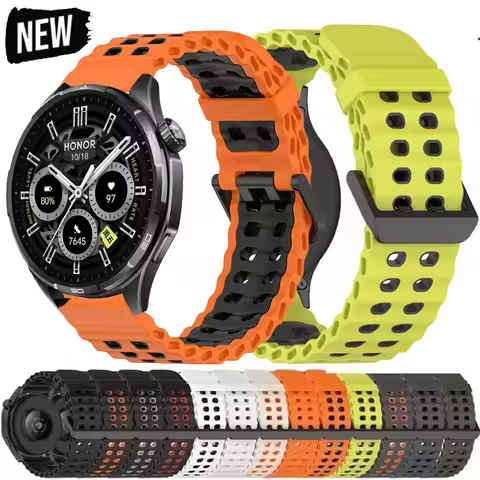 22mm Breathable Silicone Strap For Honor Watch 6Plus Sport Band For Honor Watch 4 5Pro/5 Ultra/GS5 4