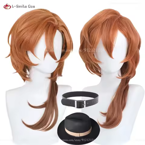 High Quality Anime Chuya Nakahara Chuuya Cosplay Wig 55cm Orange Gradient Cos Wigs Heat Resistant Ha