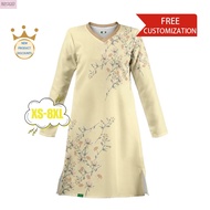 HL0510- Baju Muslimah Murah labuh Long Sleeve Tshirt Women Muslimah Jersey Plus Size Yellow Floral Baju Muslimah Microfibre Flower Printed Jersey Muslimah Malaysia  Baju Jersey Mu