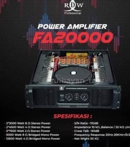 SALE - POWER AMPLIFIER RDW PROFESIONAL FA20000 FA 20000 ORIGINAL