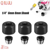 QIUJU Router Collet Chuck Adapter, With Nut 6mm 6.35mm 8mm Collet Chuck, High Quality Carbon Steel E