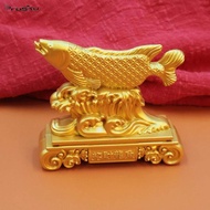 [Prasku] Arowana Wealth Fish Statue Modern Alloy Gold Figurine Decoration for Home Office Festive De