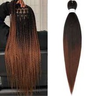 Pre stretched woven hair extension 26 inch knot free box braid professional synthetic crochet woven 