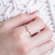 鑽面拉長石925純銀簡約六爪戒指 可調式戒指