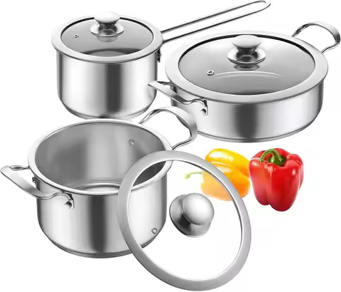 Stainless Steel pots and pans set, 6 Piece Nonstick Kitchen Induction Cookware Set,Works with Induct