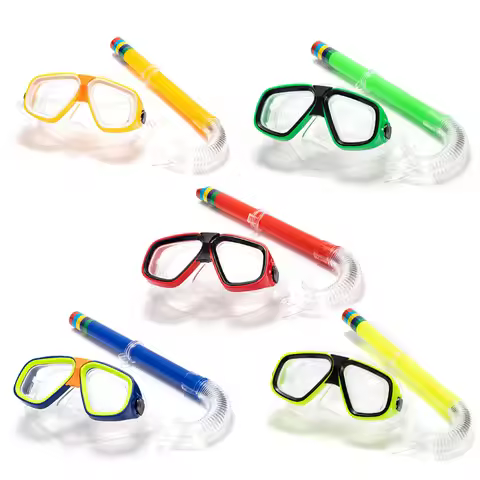 Adults Kids Diving Goggle Mask Breathing Tube Shockproof Anti-fog Durable Underwater Swimming Glasse