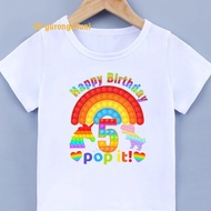 1 2 3 4 5 6 7 8 9 10 years old birthday T Shirt girls clothes for Popit Fidget T-shirt for kids Pop 