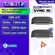 POLY Plantronics Sync 10 USB Speakerphone – Portable Conference Speaker for Online Meeting, Zoom, Go