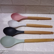 Cypruz Service Spoon silicone Wooden spatula silicone sodet large Spoon