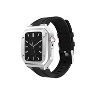 Luxury Metal Modification Kit for Apple Watch Series 10 42mm 46mm สายนาฬิกาซิลิโคน Rubber Band Stain