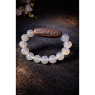 Smoky moonlight bracelet mixed with dzi 9 eyes 12mm