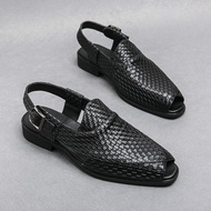 New Summer Fashion Men's Leather Gladiator Sandal Formal Design Beach Shoes Back Straps Breathable W