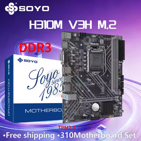 SOYO H310M DDR3 Motherboard Intel LGA1151 TPM2.0 M.2 SATA3.0 Computer Combo Kit Xeon PC GAME PCIE3.0