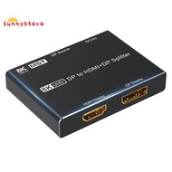 1 Piece DP to HDMI-Compatible Splitter HD 1X2 MST Hub HDR 32.4Gbps Displayport Video Splitter