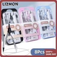 LIZMON Ruler Compass Set, Protractor Multi-Function Drawing Stationery, Portable Measuring Ruler Str