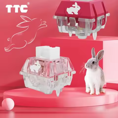TTC Rabbit Silent Switch RGB Version Transparent Pink 5Pin 42g Custom Mechanical Keyboard Switches F