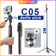 Bestool Tongsis Tripod Bluetooth Selfie Stick Remote Tripod HP Kamera DSLR Tongsis 2 Meter dengan 1/4 Adaptor Multi-fungsi-C05