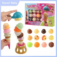 Ice Cream Toys for Kids Pretend Play Ice Cream Set Toy Ice Cream Stack Up Play Simulation Food Toy
