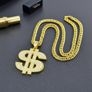 Hip Hop Dollar Sign Necklace with Diamonds for Men and Women
