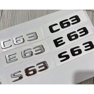 20X 3D ABS Chrome Black E63 C63 S63 flat Emblem Letters Sticker Car Trunk Badge For MB C E S class W