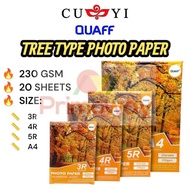 QUAFF Tree Type Inkjet Photo Paper Glossy A4 | 5R | 3R & 4R Size 230gsm - 20 sheets