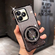 Roazic Long lanh sang trọng viền lấp lánh mạ vỏ cho Realme C53 Gradient bốn góc chống rơi TPU Silico