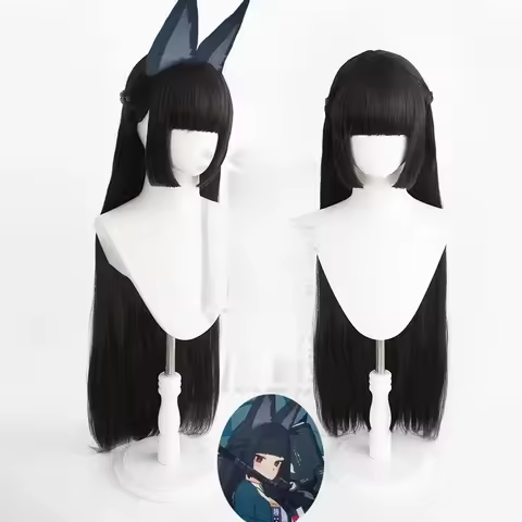 Hoshimi Miyabi Cosplay Wig ZZZ Game Zenless Zone Zero Ears Hairpin Black Long Section 6 Heat Resista