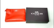 美國COACH橙紅色皮革手拿包/零錢包/散紙包/銀包|COACH leather wallet/purse/mini bag/clutch bag（原價HK$950）