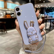 Soft Case Samsung A14 A15 4G/5G A16 4G/5G A24 A25 A34 A54 Casing Luxury 6D Plating Cute Bunny Holder