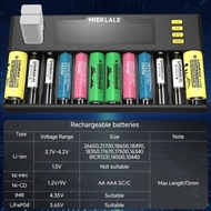 18650 Battery Charger, MIEKLALE 12+2 Bays Universal Battery Charger with Smart LCD Display for Recha
