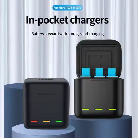 TELESIN Portable Battery Charger Fast Charging for GoPro Hero12 Battery GoPro Hero 12 11 10 9 Black 