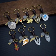 【Simple keychain】JoJo's Wonderful Adventure Keychain Cowhide String JoJo Keychain Ring Chain Leather