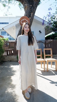 Nana’s Craft  เดรสลินินสไตล์ญี่ปุ่น ชุดเดรสลินิน Over Size ผ้าลินินแท้ 100%