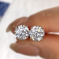 1Pair 4 Claws Earrings 0.5CT-2.0CT Moissanite Diamond Earrings S925 Sterling Silver Wedding Earrings