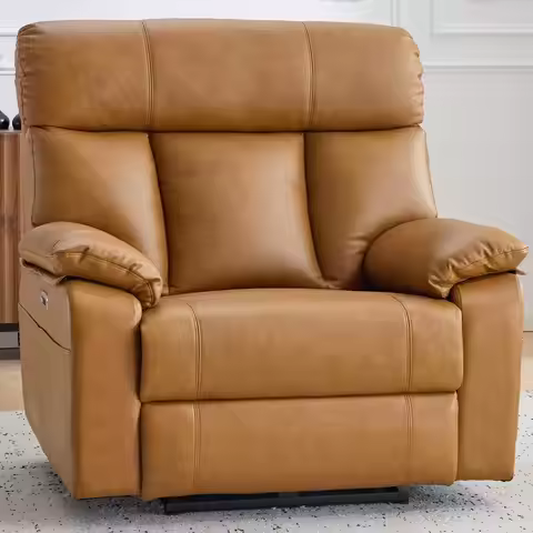450lbs Genuine Leather Power Recliner Chair for Big Tall Adults Oversized Electric Living Room 27in 